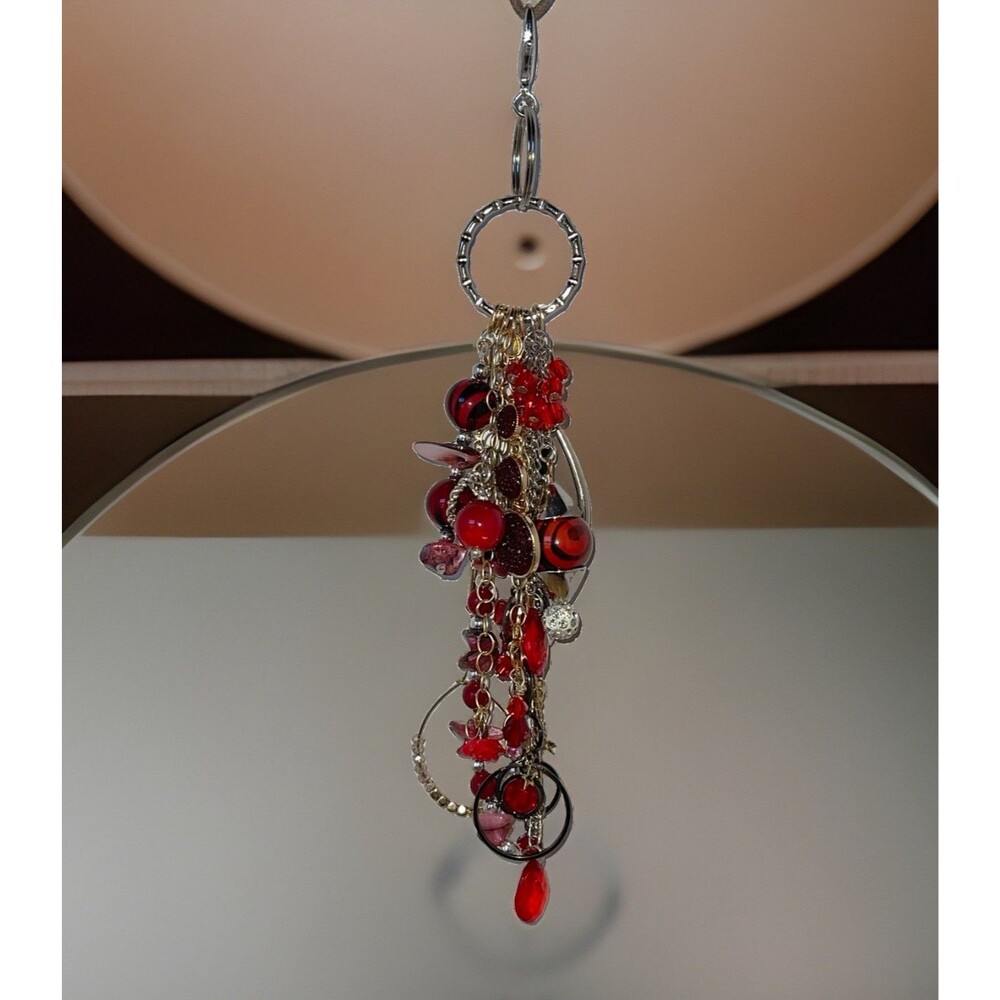 Vintage Jewelry Pieces Key Chain/Bag Charms repurposed Beads Rhinestone Dangles